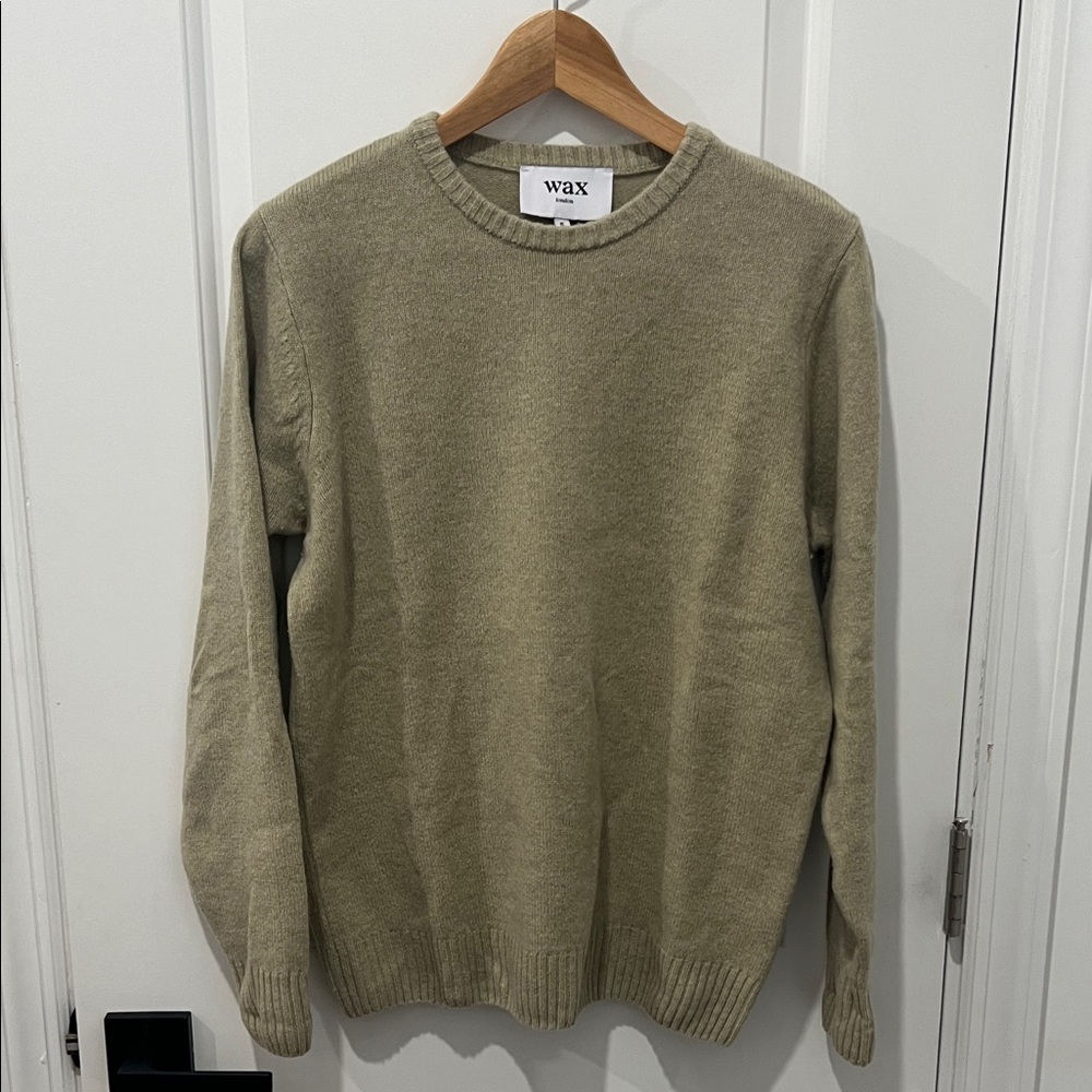 Wax Men's Khaki 100% Wool Crewneck Sweater‎ Size Small